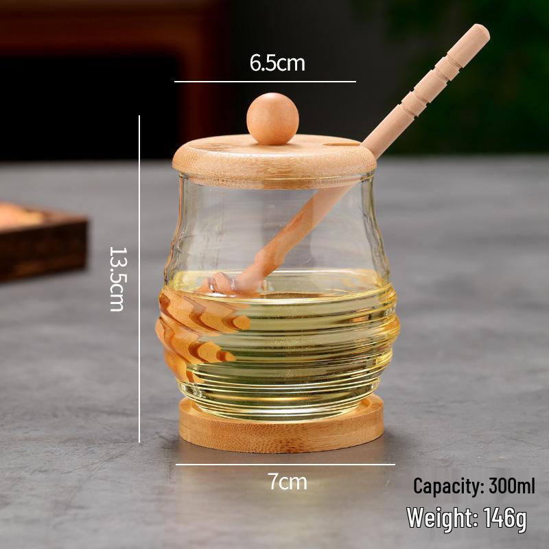 Kleines Biene Waben Glas mit Deckel und Rührstab, Kreatives Küchenzubehör