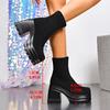 Women's Slip On Chunky Platform Boots Gothic Punk Style High Heel Sock Ankle Boots Woman Autumn Winter Streetwear Fashion Shoes