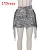 Falda Corta Para Mujer Verano Camuflaje Flecos Tela Vaquera Corte Ajustado Moda