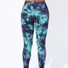 Women's Tie-Dye V-Waist Ribbed Yoga Leggings - Seamless, High-Waisted Fitness Tights