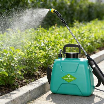 5L Battery Powered Sprayer with 3 Mist Nozzles Rechargeable Retractable Wand Garden Sprayer with Shoulder Strap for Gardening