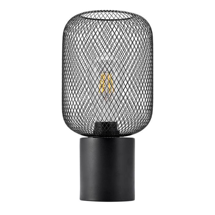 Lampe de table métal noir grillagé 23W IP20 E27 Diam 150mm