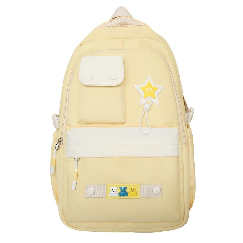 Large Capacity Schoolbag Japanese Simple Style Backpack Solid Color Student Bag