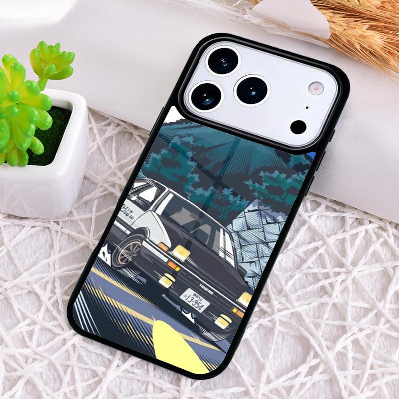 Initial D Drift soft Phone Case for iPhone 17 Air 16 15 11 12 14 13 Pro Max Shockproof Cover