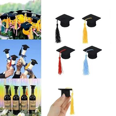 5/10 Mini Felt Tassel Bachelor's Hats Doll Wine Bottle Bouquet Decoration Party Event Decoration Mini Bachelor's Hat