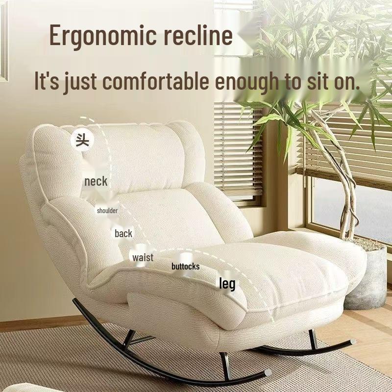Adult Lounge Rocking Chair – Comfortable Single-Seat Balcony or Home Leisure Sofa, Ideal for Relaxation and Napping.