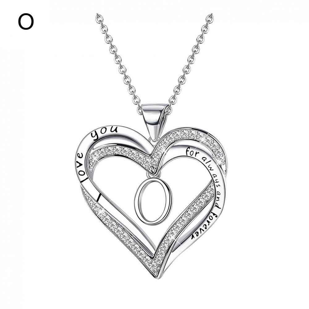 Dainty Initial Charm Necklace Heart Pendant Necklace Letters Necklace Heart Necklace for Women