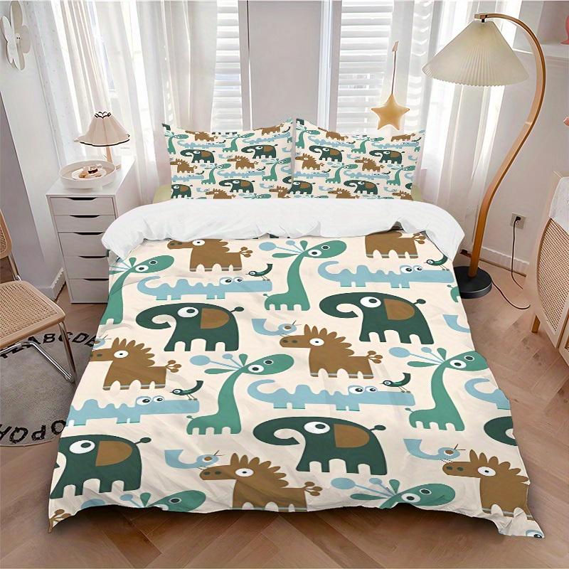 

3pcs Animal-themed Zoo Soft and Comfortable Breathability, Bedding Set, Machine Washable, Suitable for All Seasons165 135x200cm
