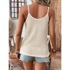Canottiera da donna estiva in maglia con scollo a V e bordatura in pizzo, senza maniche