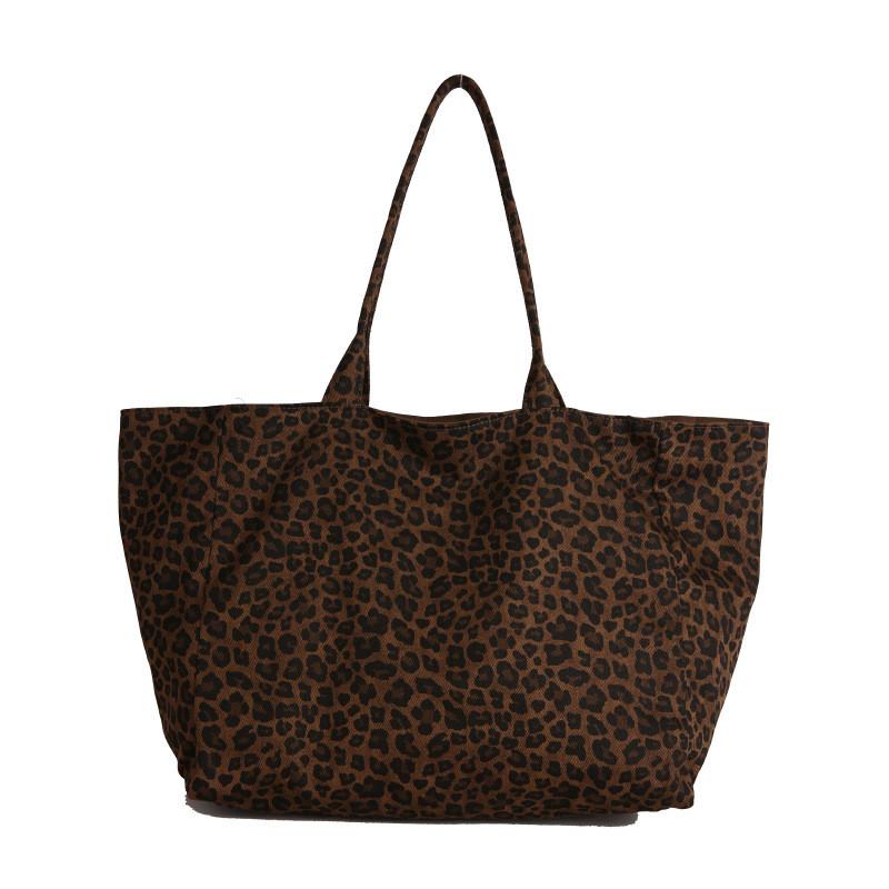 Street Style Leopard Print Tote Bag With Polyester Material For Casual Daily Use