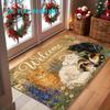 1pc, 2D Flat Printing, Welcome Home Cat Floral Entrance Mat, Non-Slip Machine Washable Easy To Clean Polyester Carpet, Suitable for Home And Outdoor D