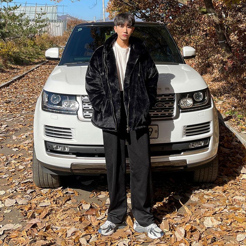 Lamm Samt Baumwollmantel für Herren im Winter Koreanischer Stil Locker und Trendy Samt Verdickte Kapuzenjacke Baumwollmantel