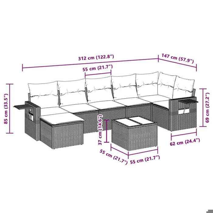 VidaXL Garden Lounge Set with Cushions 8 Pcs, Patio Sofas, Patio Furniture Set, Outdoor Furniture, Grey 3220491