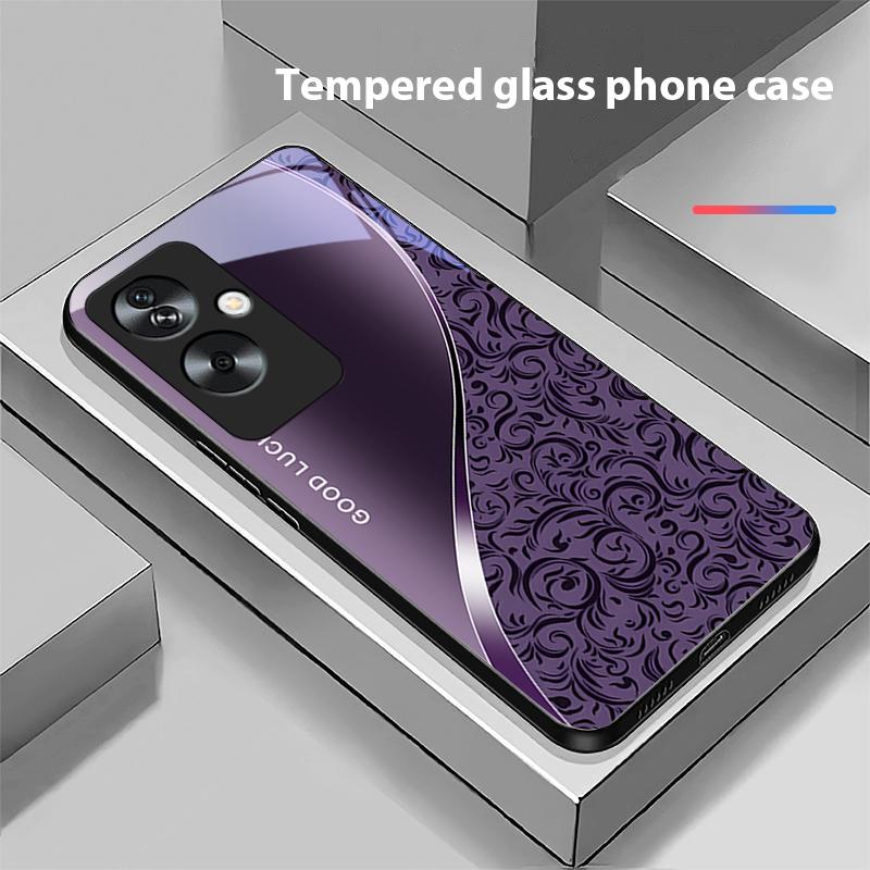 Gradient Pattern Blue For Oppo A79 5G 58 78 74 60 4G Reno 11F Realme GT 6 11 Note 50 10 C55 X2 Tempered Glass Black Phone Case