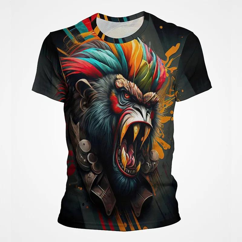 Funny Animal Graffiti Art Graphics 3D Printed Short Sleeved Top Hip-hop Round Neck Short Sleeved Men's T-shirts