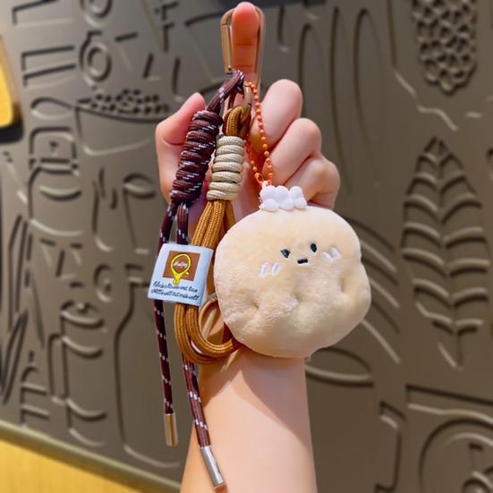 Plush Pendant Keychain Cute Food Charms for Bags Backpacks Soft Smiling Bread Donut Burger Plush Bag Hanger Lanyard Decoration Accessories