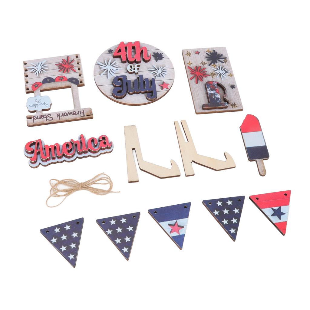Independence Day Wooden Decoration Beautifully Designed Vibrant Colour Sturdy Patriotic Tray Wooden Ornament