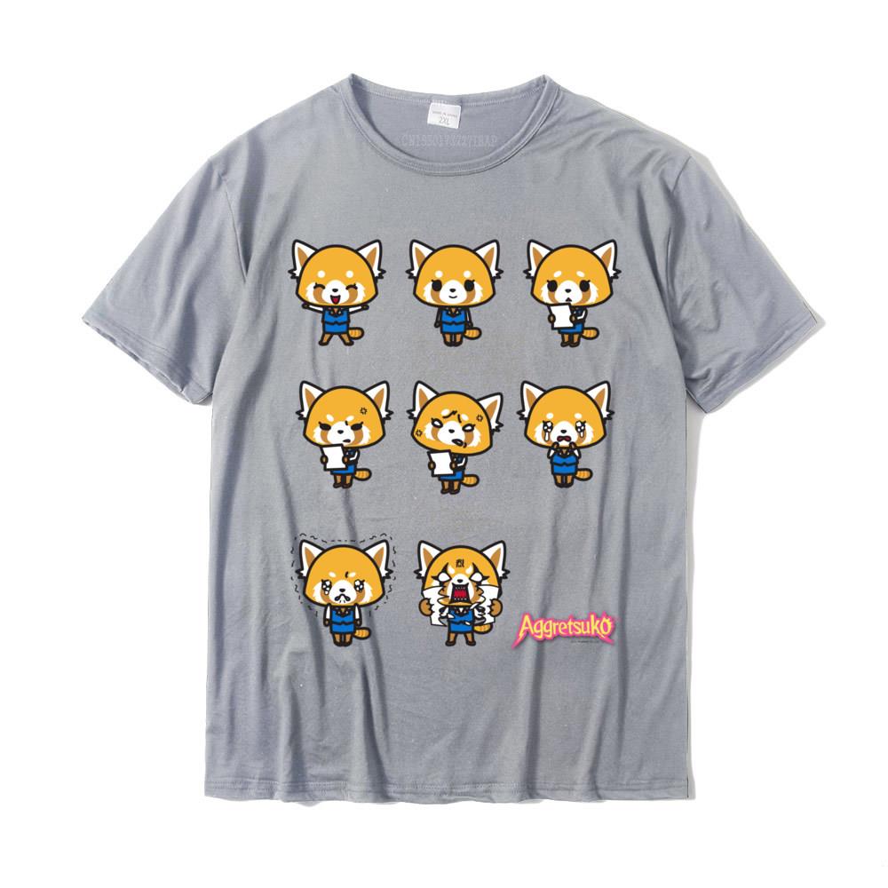 Aggretsuko Umore Attuale Maglietta a Maniche Corte T-Shirt Fitness aderente Cotone di Alta Qualità Top Magliette Europa Per Uomo