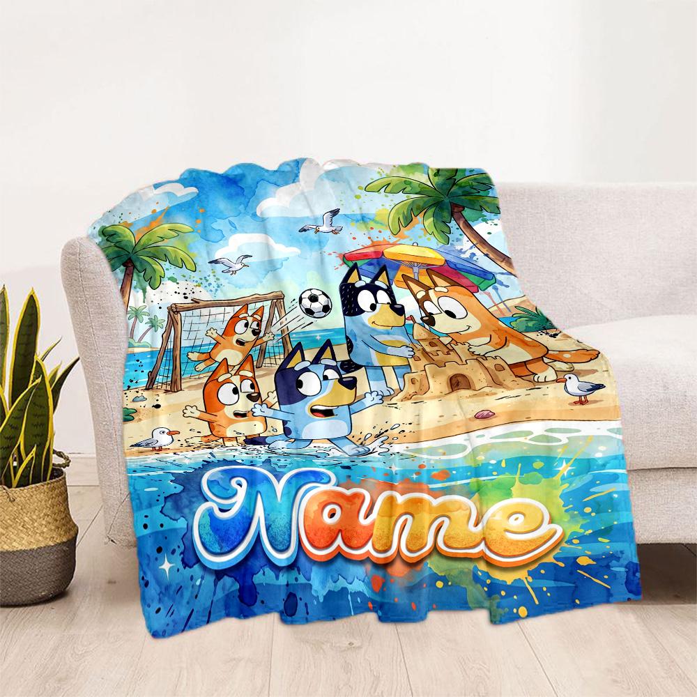 Bluey Soccer Adventure Personalized Name Blanket Throw Personalized Blanket Comfortable for Office Chair Picnics Chair Office for All Occasions