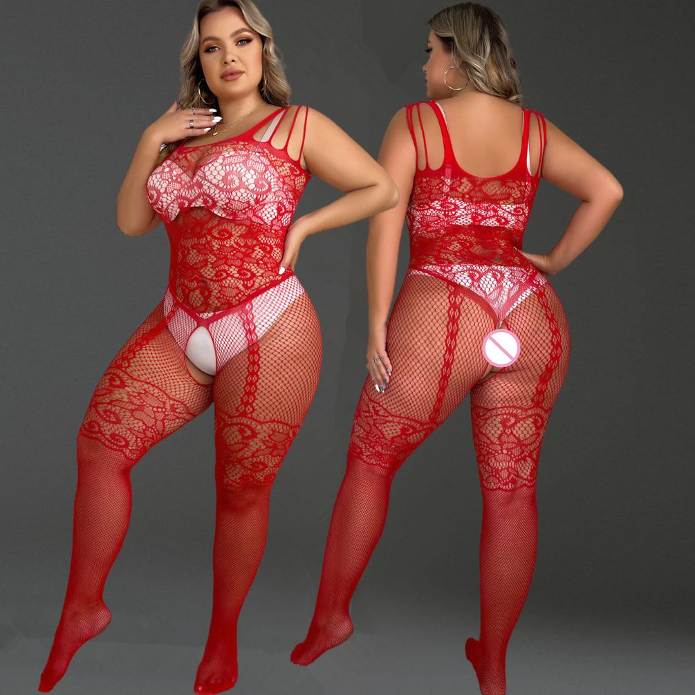 Bodystocking Transparent Sexy Dessous Sexiest Bodysuit Erotische Kostüme Einteiler Damenunterwäsche Rot Offener Schritt Porn Bodysuits