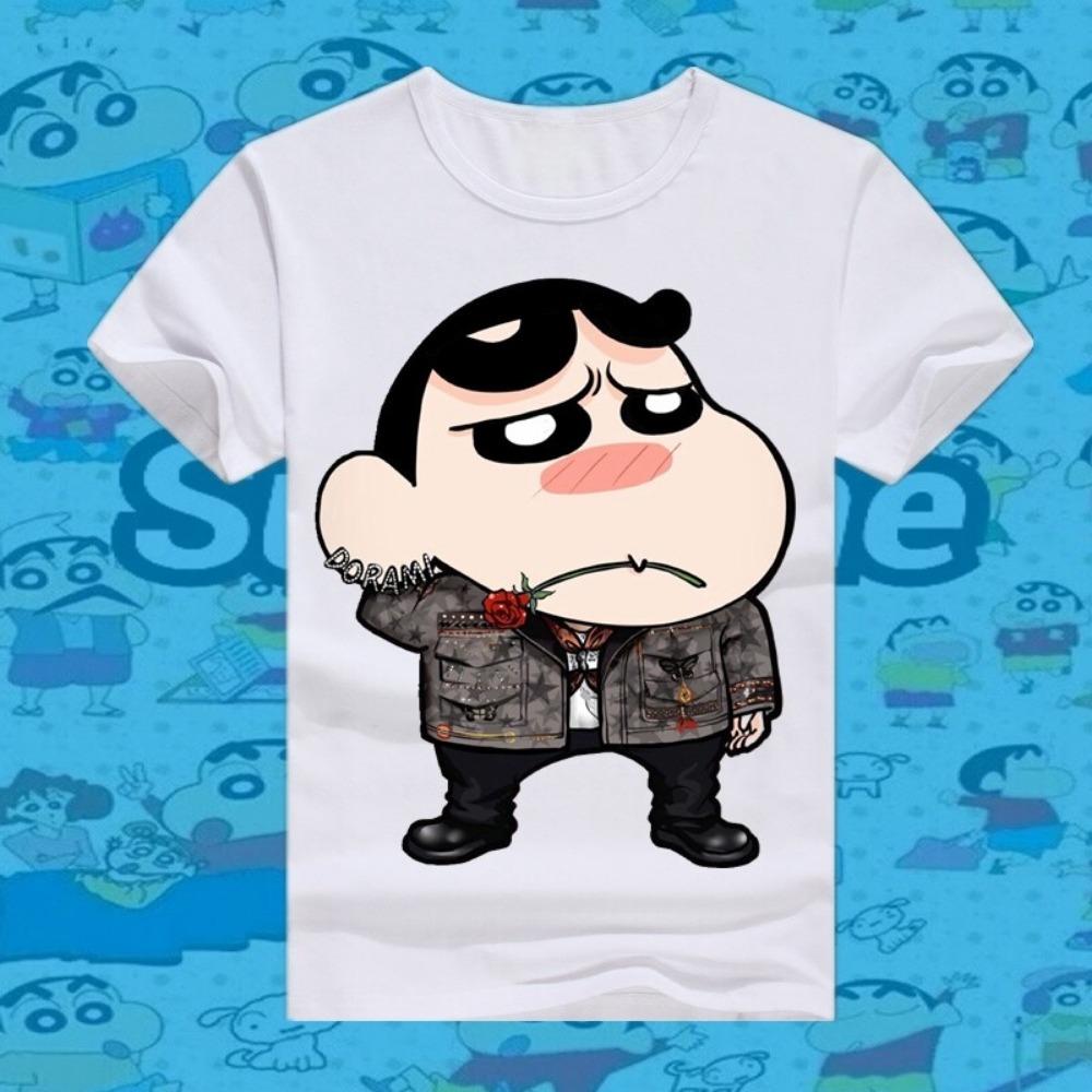 New Shin Chan Crayon Printed Summer T-shirt Cotton Japanese Cartoon Men T-shirt Short Sleeve Round Neck Loose Kids T-shirt Top