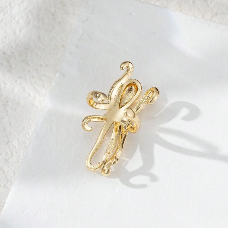 1pc Unique Octopus Design Clip-On Earring, Women Party Music Festival Daily Accessory Copper Jewelry