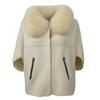 OFTBUY 2024 Herbst Winter Echt Fuchs Waschbär Pelz Kragen Mantel Gestrickte Pullover Frauen Kurzarm Jacke Dicke Warme
