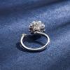 Korean Version Diamond Pearl Inlaid Zircon Flower Open Ring Adjustable Electroplated Copper Mesh Rotating Ring Women's Jewelry