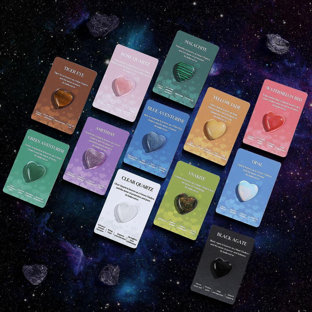 Valentine's Day Heart-Shaped Gemstone Set: Natural Crystal Stones for Gifts and Parties