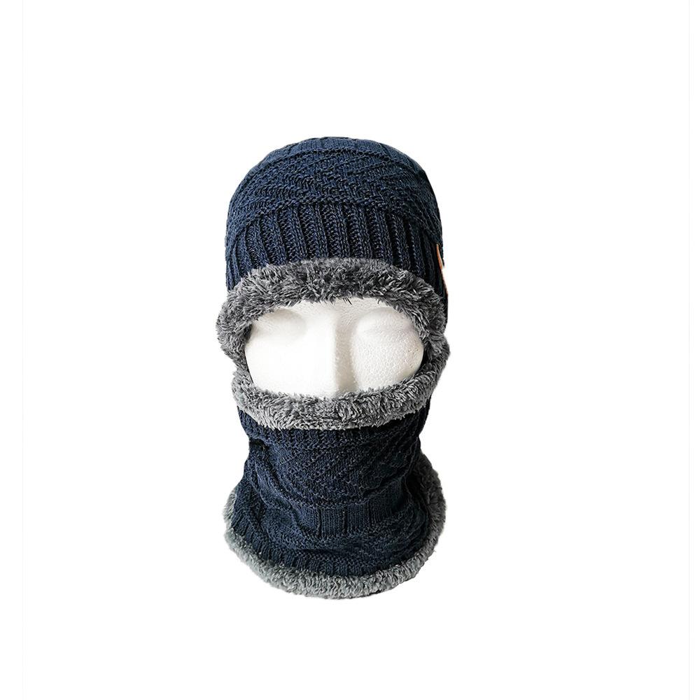 Autumn and winter wool hat, two-piece set for men and women, piled and thickened cycling, windproof, cold-proof and warm, knitted labeling scarf hat