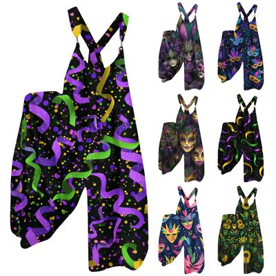 Women's  Overalls  Print Vintage Jumpsuit (Non-Adjustable Straps)