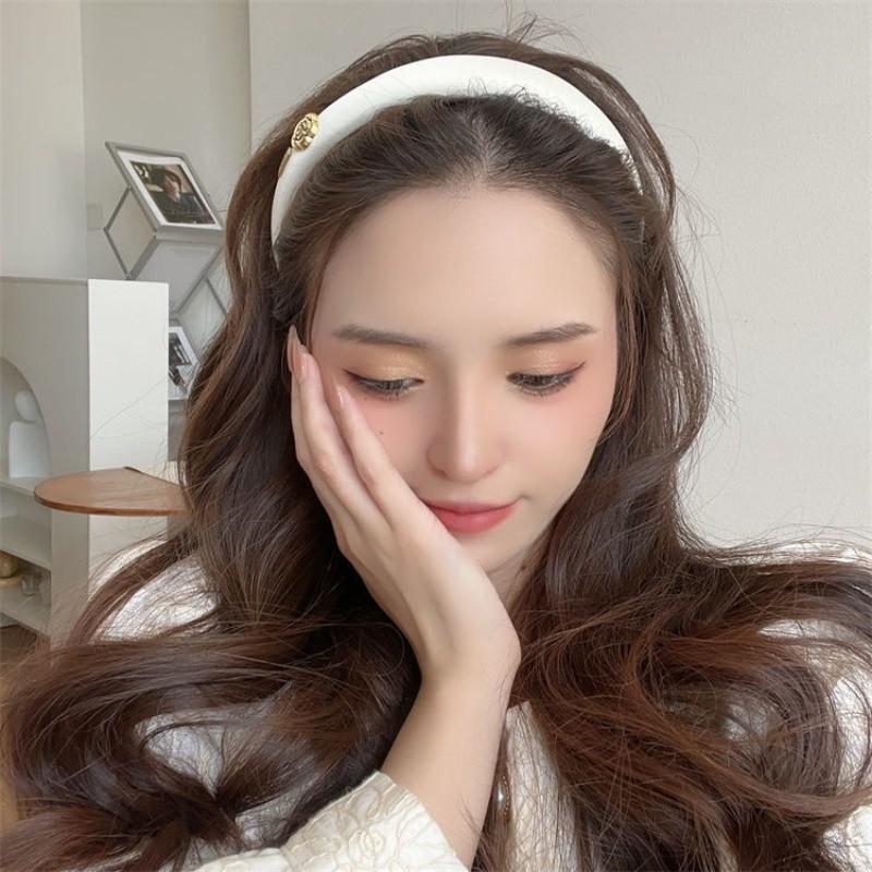 French retro sponge headband camellia decoration simple and elegant temperament hair band hair accessories