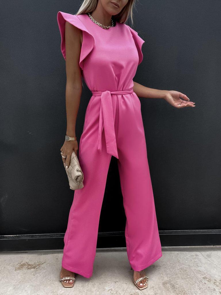 Pendler-Jumpsuit mit hoher Taille und Taillenband