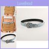 Denim Retro Cloth Carved Buckle Blue Waistband Adjustable Fit Material Fabric