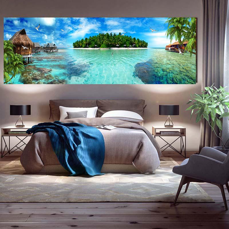 Sea Beach Landscape Canvas Painting Canvas Poster Print Canvas Wall Art Picture