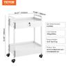 Lab Cart, 2 Tiers Stainless Steel Utility Cart, Medical Cart with 2 Drawers, Rolling Lab Cart White Paint, Serving Cart with Swivel Casters for