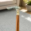 Viktorianische Blume Blatt Holz Gehstock Messinggriff Handgefertigtes Geschenk für Männer Frauen Gentleman Stock 93,98 cm