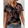 Summer Women's 3D Printed V-Neck T-Shirt Fashion Versatile Breathable Trend Casual