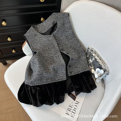 Retro Temperament Velvet Splicing Women's  New High-end Vest Top