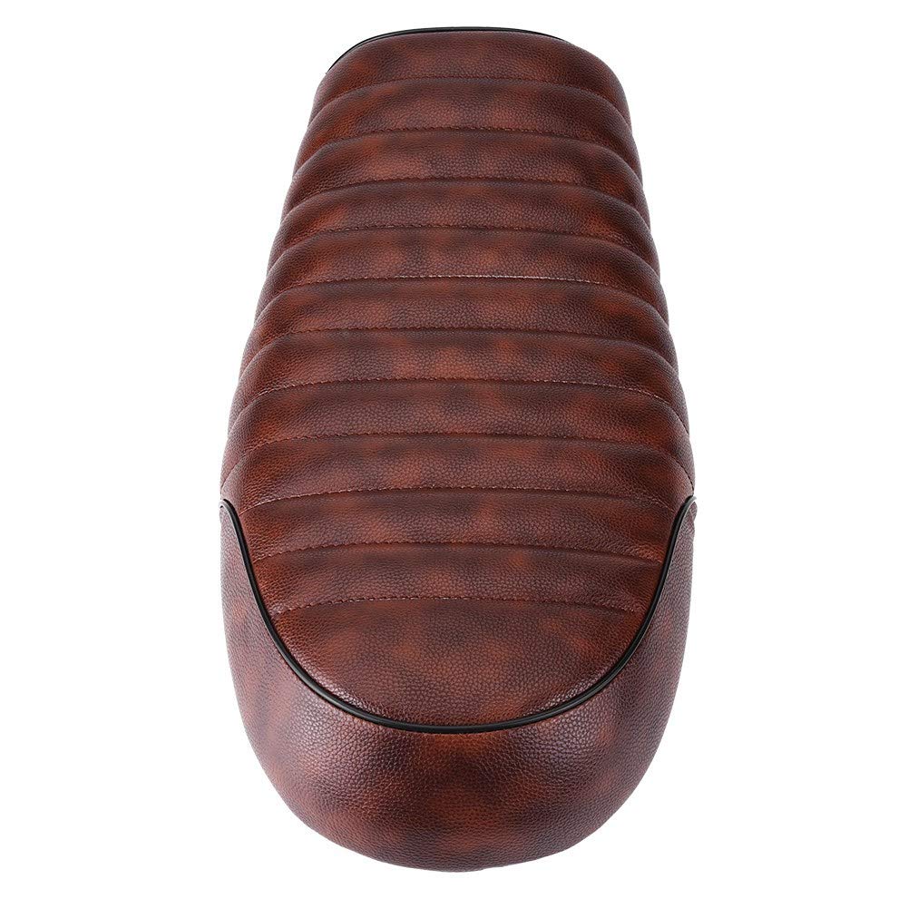 Qiilu Motorcycle Custom Seat Single Seat PU Leather Waterproof with Mounting Hardware for Honda (C)