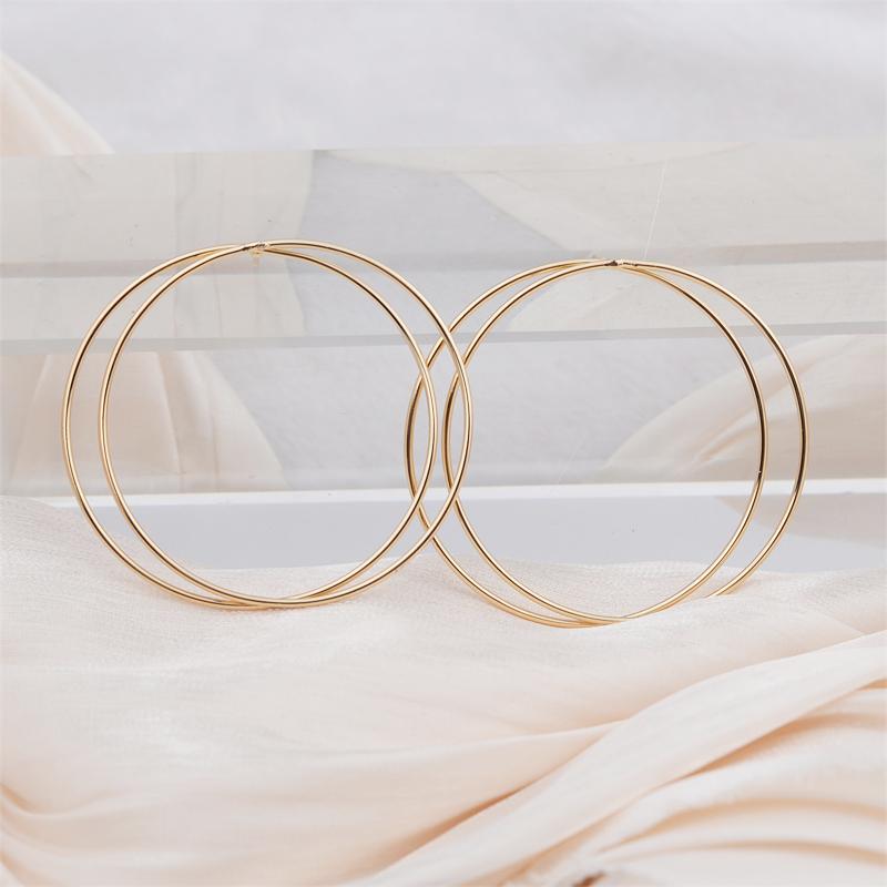 2026 New Double Circles Women's Hanging Earrings Gold Color Metal Hollow Round Dangle Earrings Punk Personality Ear Jewelry