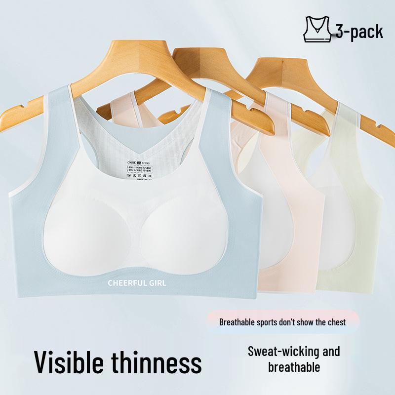 Seamless Sports Bra for Teen Girls - Shockproof, Fixed Cup, Ages 12+ for Middle and High School Students