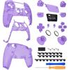 eXtremeRate Full Set Shell with Buttons Touchpad Cover, Clear Atomic Purple Custom Replacement Decorative Trim Shell Front Back Plates Compatible
