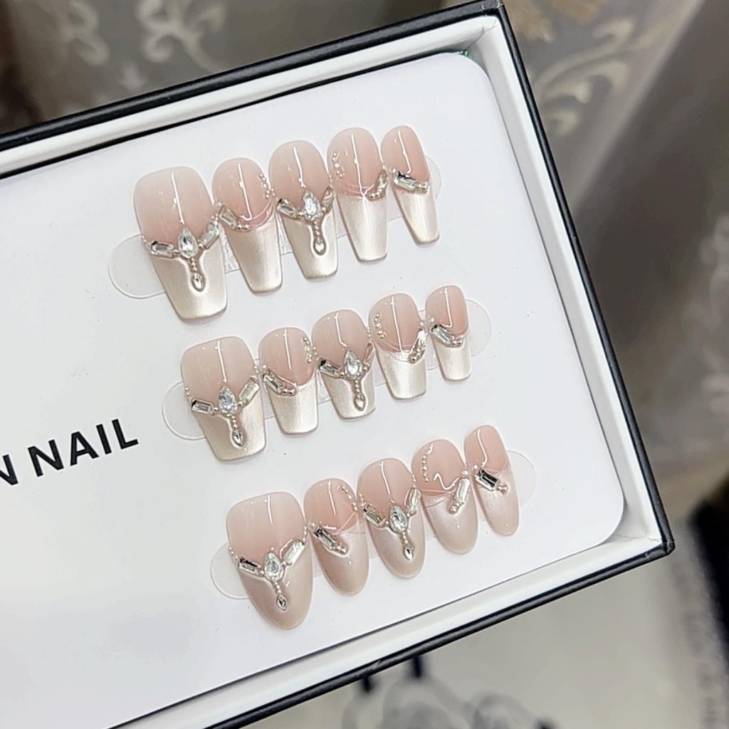 Pure Hand-made Phototherapy Wearable Nail Tablets Warm Autumn Wearable Nail Finished Product Reusable Nail Patches