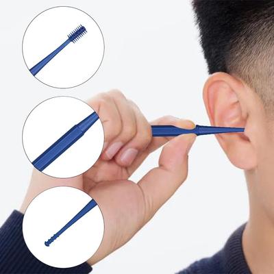 4 Stück Ohrreinigungswerkzeug, Spirale, Doppelkopf, doppelseitige Ohrstöpsel, weiche Silikonspirale, rotierendes Ohrreinigungswerkzeug, Ohrenschmalzpflücker mit Silikonbürste