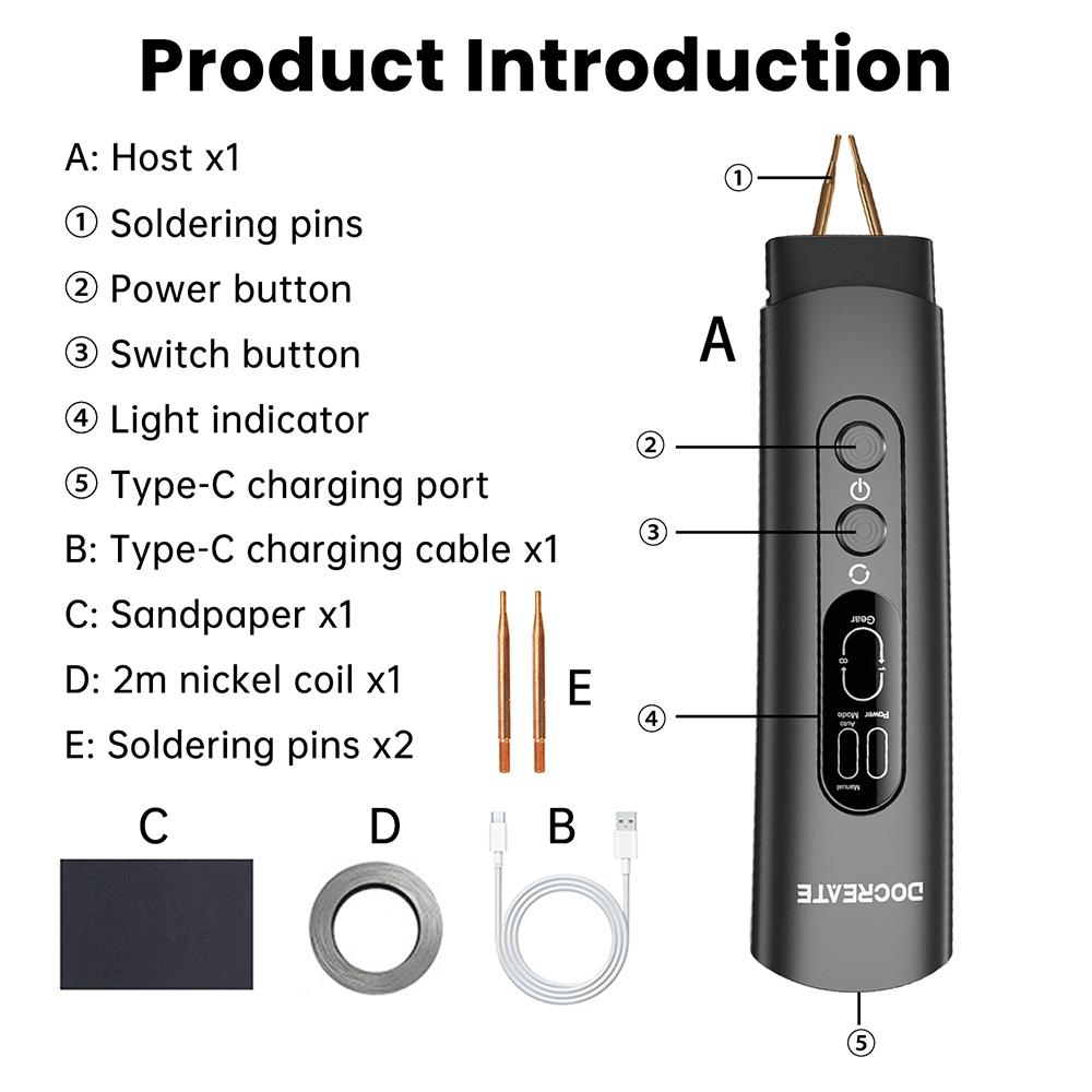DC 5V Mini Spot Welder DIY Handheld Spot Welding Machine 8 Gears Adjustable Spot Welding for 18650 Lithium Battery Nickel Sheets