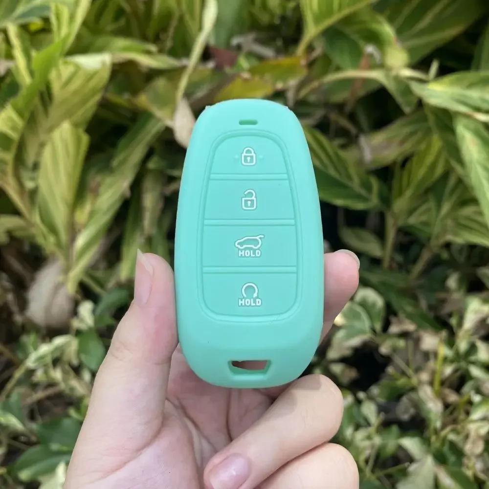 4 Buttons Silicone Car Fob Key Case Cover Skin Protector Shell Rubber Bag Holder for Hyundai Nexo Sonata Keychain Accessories