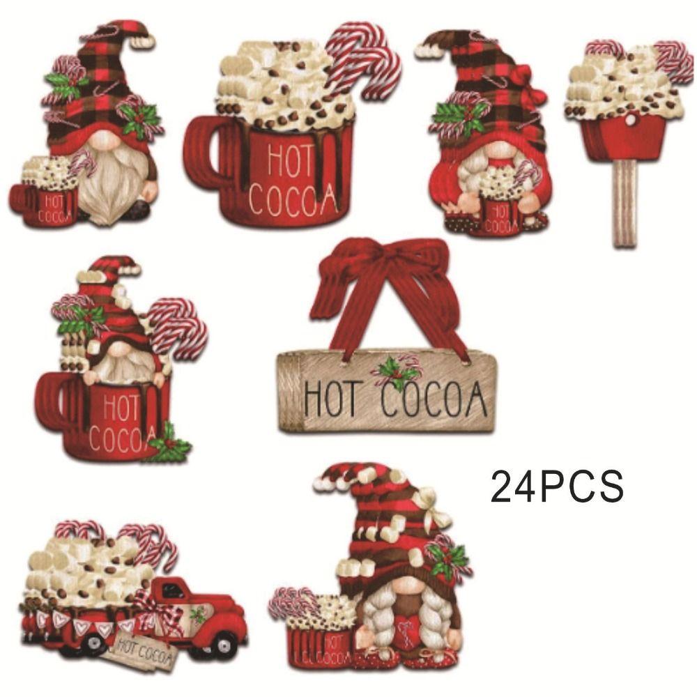 12/24 ks Dřevěné vánoční ozdoby skřítků Ručně vyráběné vánoční dekorace Přívěsky Santa Clause Domov