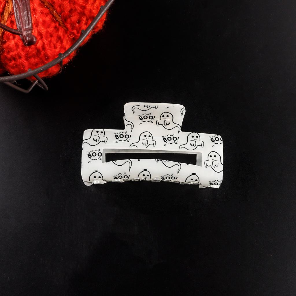1pc Acrylic Ghost Hair Claw Clip for Women - Large Halloween Hair Accessory with Cute Minimalist Cartoon Ghosts Print