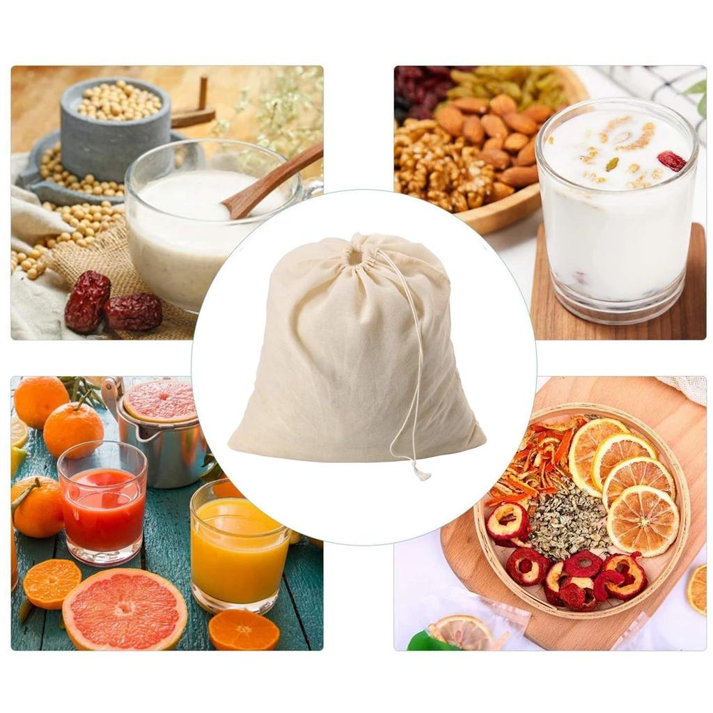 Wiederverwendbare Nussmilchbeutel, wiederverwendbare Lebensmittelsiebe aus Baumwolle, Beutel für Joghurt, Cold Brew, Kaffeefilter, Küchenfilter aus feinmaschigem Käsetuch